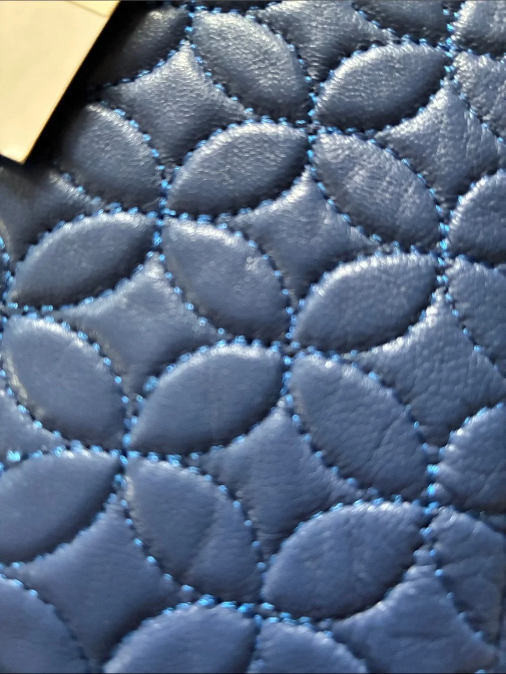 Quilted Royal Blue Leather Women's Gloves